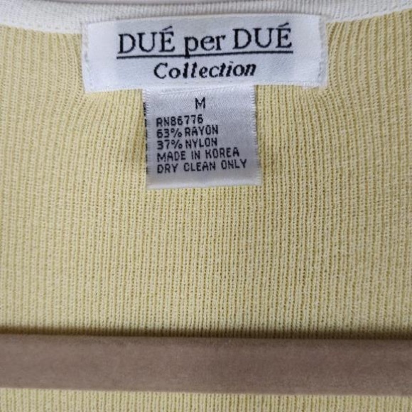 Due Per Due Collection M Sweater Women’s Yellow W/white Piping Open Cardigan. - Picture 3 of 8